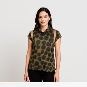 Hugo Boss Animal Print Top with Peek-a-boo Cap Sleeves. Size XL.